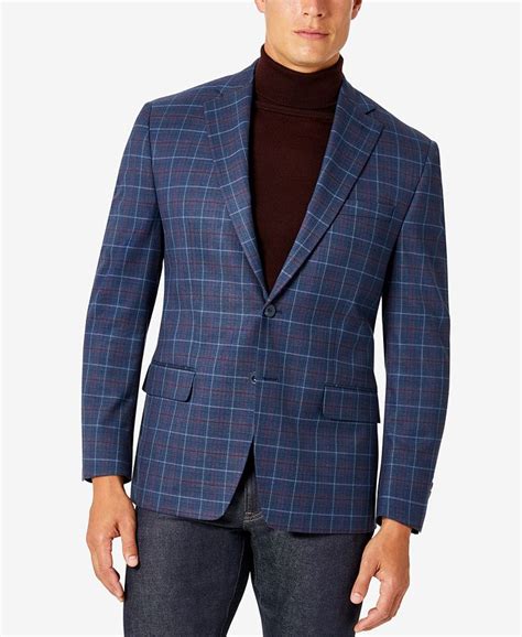 michael kors men's modern-fit check sport coat|Michael Kors windowpane sport coat.